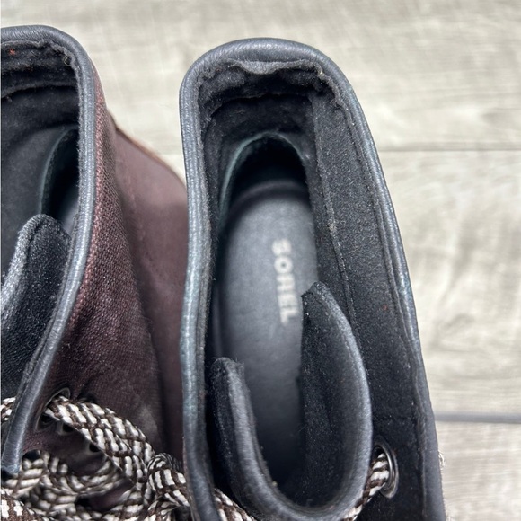 Sorel LL5329 PDX Wedge Women’s Brown Leather & Canvas Booties Boots Size 8.5 - Picture 9 of 10